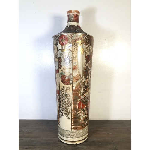 269 - A Japanese Satsuma pottery bottle neck vase - approx. 63cm high