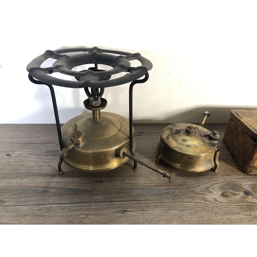 298 - Two vintage brass stoves to include Primus no.5 etc.