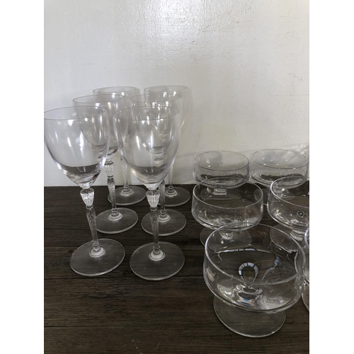 281 - Twenty two pieces of glassware to include six Royal Doulton wine glasses, four large bowls etc.