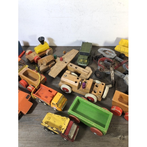 342 - A collection of vintage model vehicles to include Tonka diecast, Dinky Shado 2 tank etc.