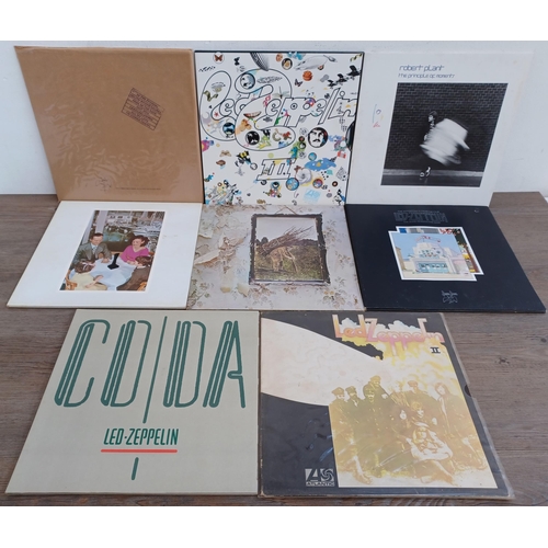 614 - Eight Led Zeppelin and related LP vinyl records, 'II', 'III', 'Untitled', 'Coda', 'Presence', 'The S... 