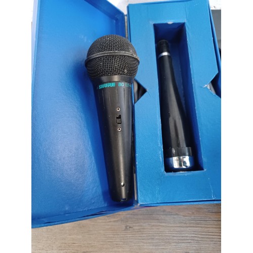 621 - Five microphones to include Shure BG1.1, Sennheiser E825S etc.