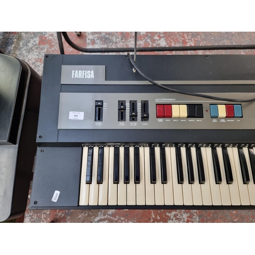 631 - A vintage Farfisa Bravo electronic home keyboard with stand