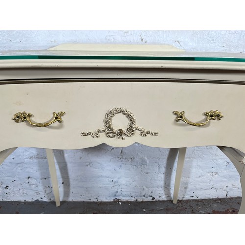 53 - A French style white painted kidney shaped dressing table with upper mirror and single drawer - appr... 