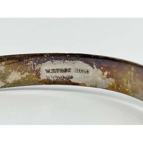 1098 - A W. T. Toghill & Co hallmarked Birmingham silver foliate etched bangle, dated 1963 - approx. gross ... 