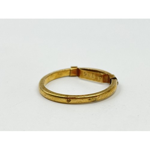 1103 - A hallmarked Birmingham 9ct gold ring, size O½ - approx. gross weight 2.21 grams