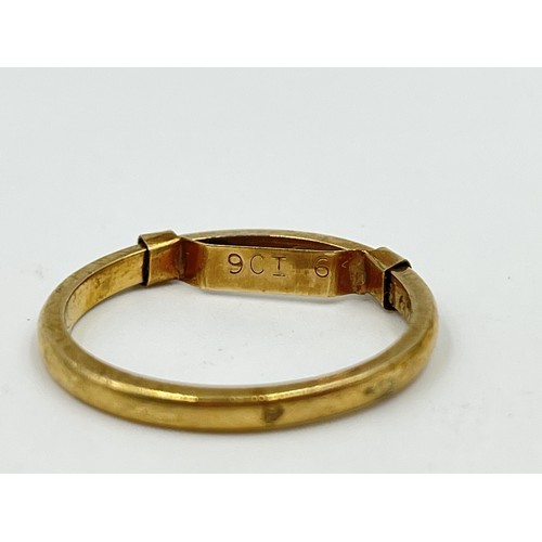 1103 - A hallmarked Birmingham 9ct gold ring, size O½ - approx. gross weight 2.21 grams