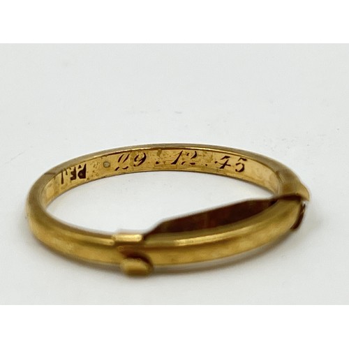 1103 - A hallmarked Birmingham 9ct gold ring, size O½ - approx. gross weight 2.21 grams