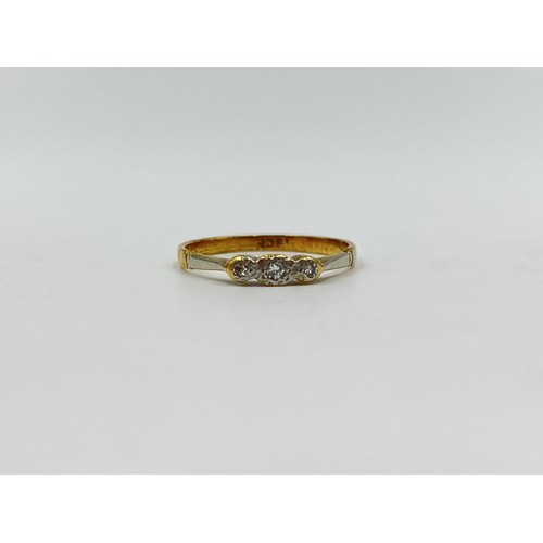 1104 - An 18ct gold diamond trilogy ring, size R½ - approx. gross weight 2.3 grams