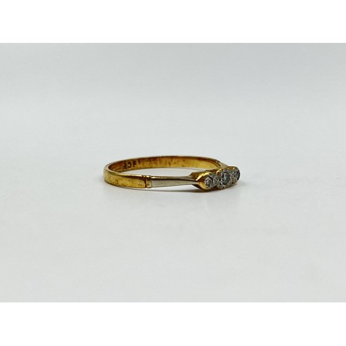 1104 - An 18ct gold diamond trilogy ring, size R½ - approx. gross weight 2.3 grams