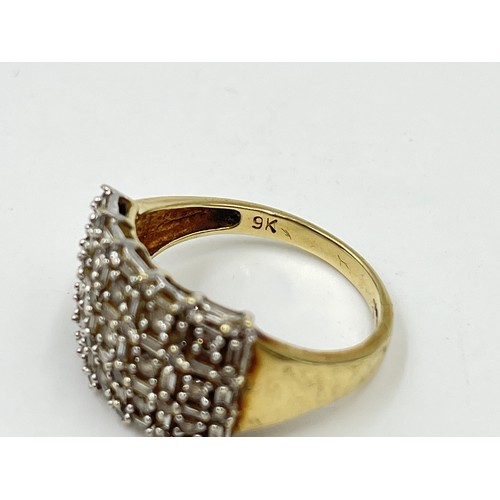 1108 - A QVC hallmarked Birmingham 9ct gold diamond cluster ring,  size Q - approx. gross weight 4.41 grams