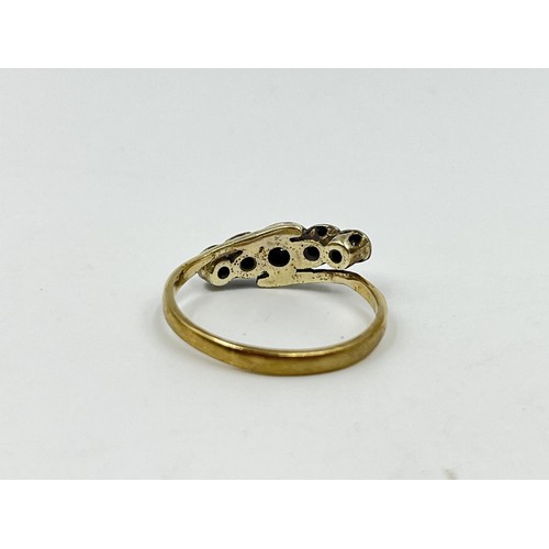 1109 - A 9ct gold diamond five stone ring, size P - approx. gross weight 2.26 grams