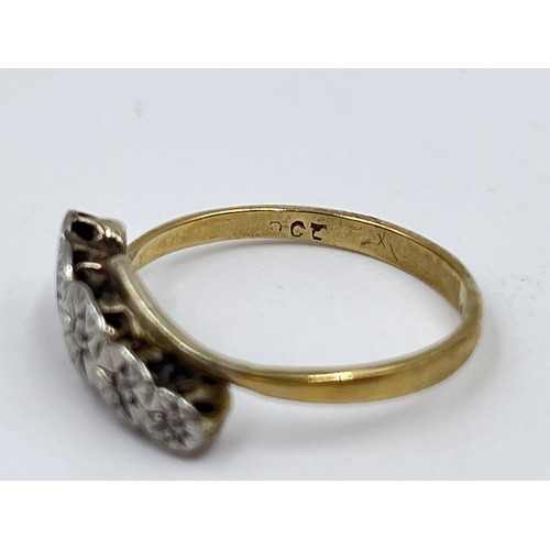 1109 - A 9ct gold diamond five stone ring, size P - approx. gross weight 2.26 grams