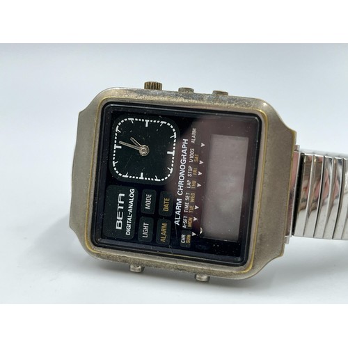 1137 - A 1970s Beta dual time digital and analogue alarm chronograph quartz 33mm men's wristwatch