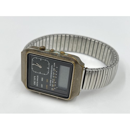 1137 - A 1970s Beta dual time digital and analogue alarm chronograph quartz 33mm men's wristwatch