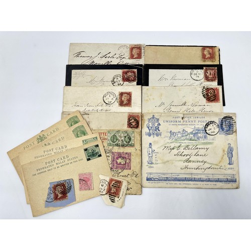 1238 - A collection of antique stamps to include Victorian penny reds etc.