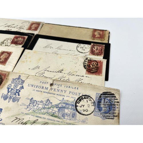 1238 - A collection of antique stamps to include Victorian penny reds etc.