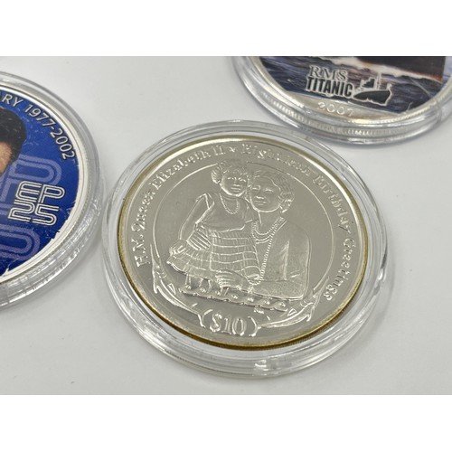 1246 - Four coins to include 2006 British Virgin Islands H.M. Queen Elizabeth II Eightieth Birthday Greetin... 