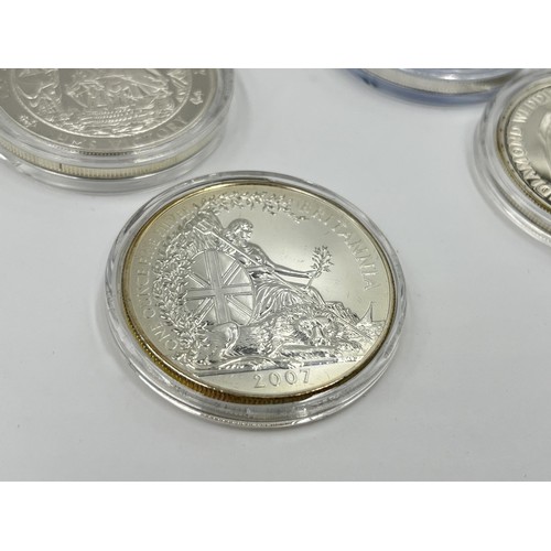 1248 - Four sterling silver coins, 2004 .925 silver HMS Victory five pounds, 2007 Gibraltar Elizabeth II Di... 