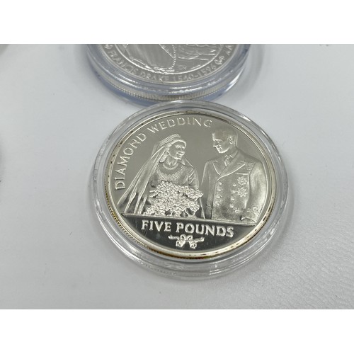 1248 - Four sterling silver coins, 2004 .925 silver HMS Victory five pounds, 2007 Gibraltar Elizabeth II Di... 