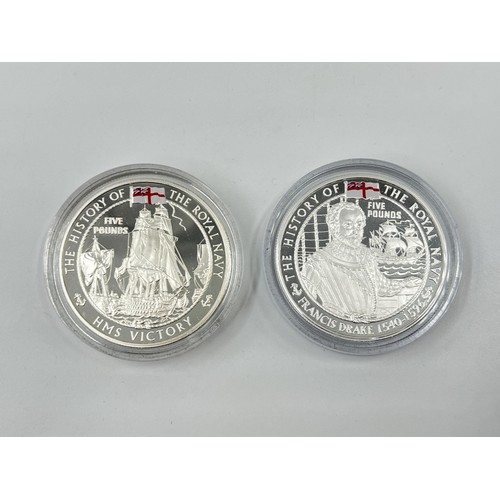 1248 - Four sterling silver coins, 2004 .925 silver HMS Victory five pounds, 2007 Gibraltar Elizabeth II Di... 