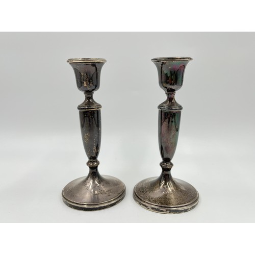 1170 - A pair of Adie Bros Ltd hallmarked Birmingham silver weighted candlesticks, dated 1962 - approx. gro... 