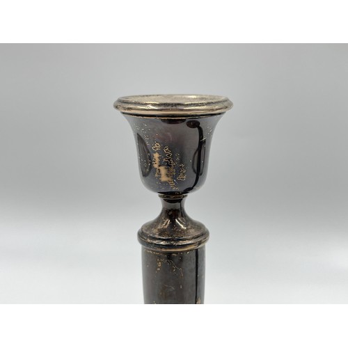 1170 - A pair of Adie Bros Ltd hallmarked Birmingham silver weighted candlesticks, dated 1962 - approx. gro... 