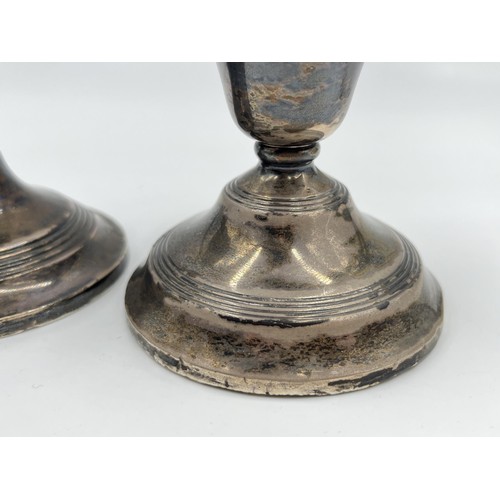 1171 - Two hallmarked Birmingham silver weighted dwarf candlesticks - approx. gross weight 244 grams