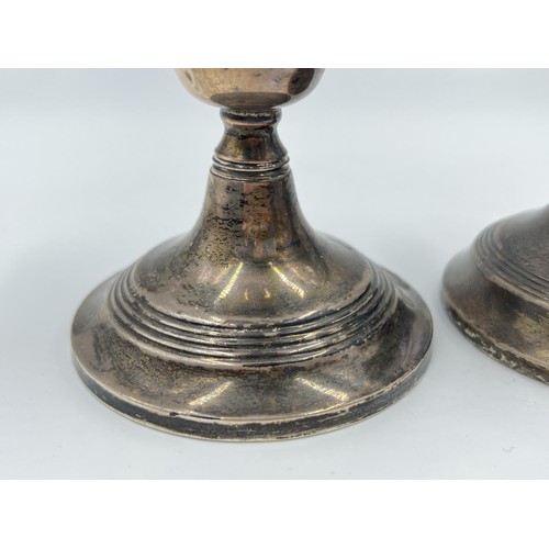 1171 - Two hallmarked Birmingham silver weighted dwarf candlesticks - approx. gross weight 244 grams