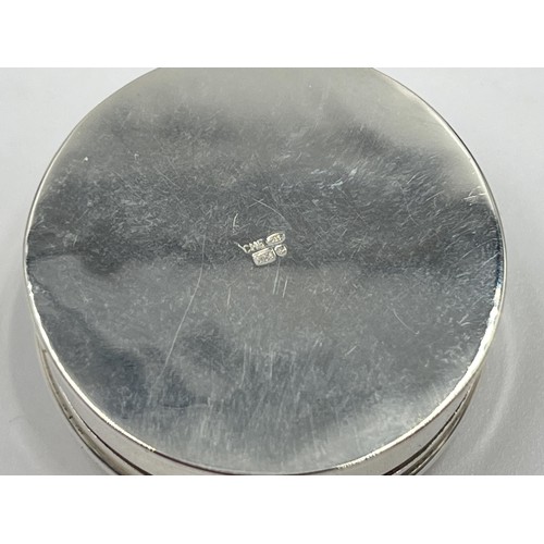 1182 - A hallmarked .925 silver circular pill box, stamped CME - approx. gross weight 12.8 grams and 3.5 di... 