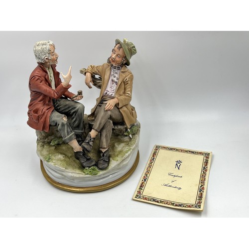 202 - Two porcelain figurines, one Capodimonte Double Tramp with certificate of authenticity and one Capod... 