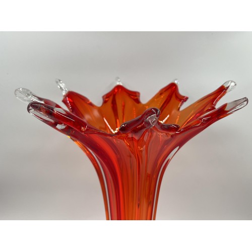 210 - A mid 20th century Murano red glass vase - approx. 35cm high