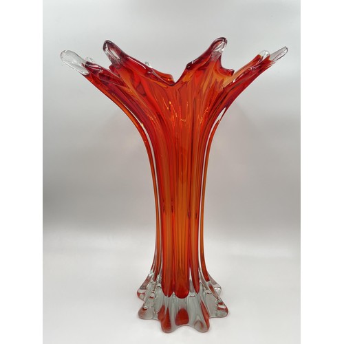 210 - A mid 20th century Murano red glass vase - approx. 35cm high