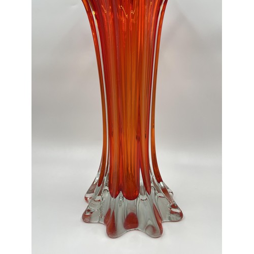 210 - A mid 20th century Murano red glass vase - approx. 35cm high