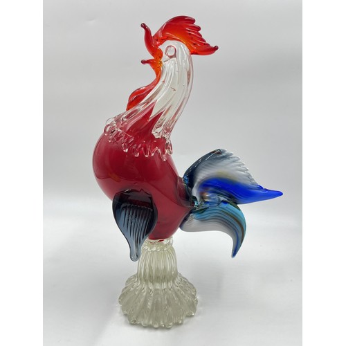 230 - A Murano art glass cockerel figurine - approx. 30cm high