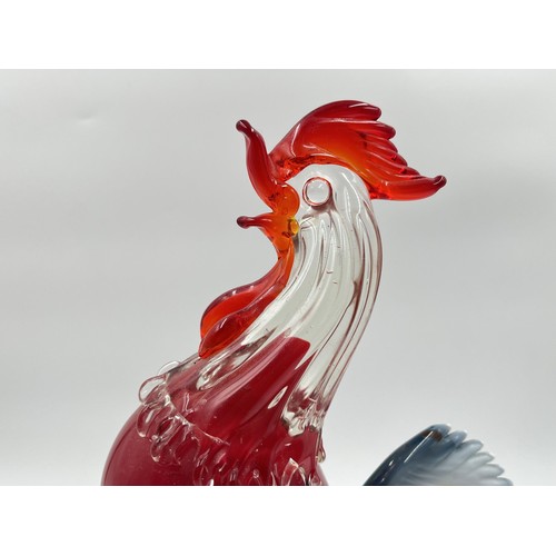 230 - A Murano art glass cockerel figurine - approx. 30cm high