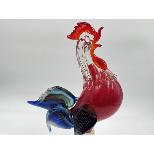 230 - A Murano art glass cockerel figurine - approx. 30cm high