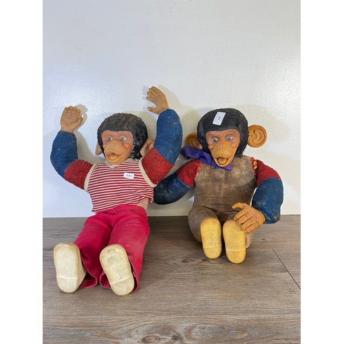 344 - Two 1960s Chad Valley Jacko Monkey soft toys - each approx. 54cm high