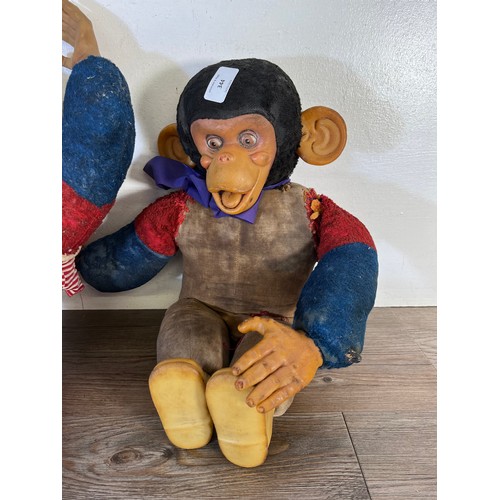 344 - Two 1960s Chad Valley Jacko Monkey soft toys - each approx. 54cm high