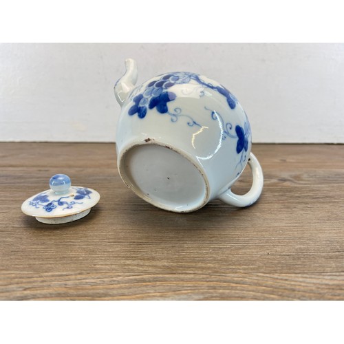 278 - Eight pieces of Oriental ceramics to include Chinese blue and white teapot, Japanese Satsuma bud vas... 