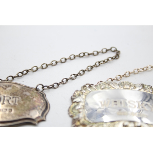 1310 - Three vintage hallmarked sterling silver decanter labels - approx. gross weight 35 grams