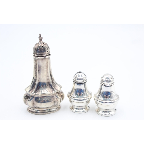 1314 - Three vintage .925 sterling silver salt and pepper shakers - approx. gross weight 75 grams