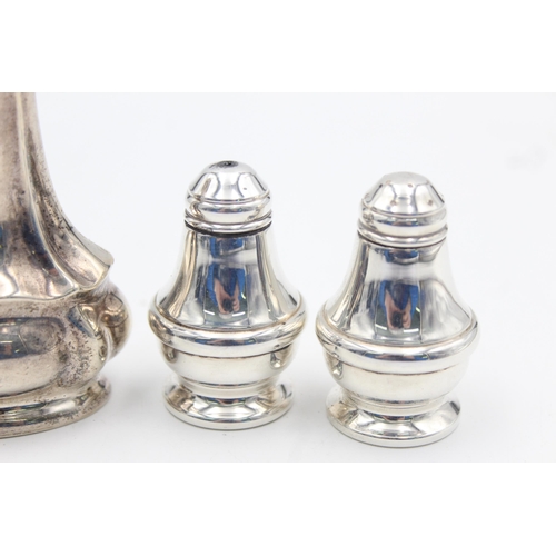 1314 - Three vintage .925 sterling silver salt and pepper shakers - approx. gross weight 75 grams