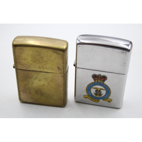 1340 - Two Zippo cigarette lighters, one Royal Air Force and one brass