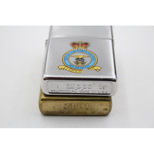 1340 - Two Zippo cigarette lighters, one Royal Air Force and one brass