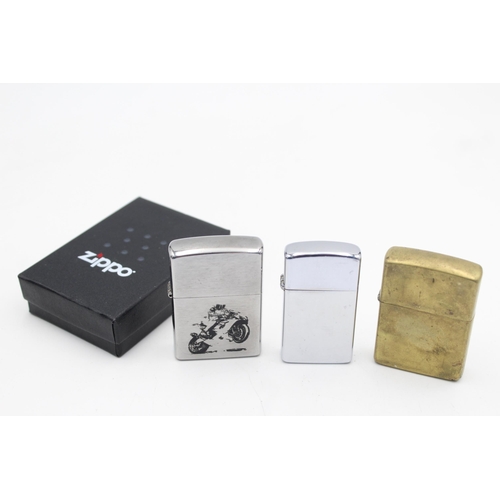 1344 - Three Zippo cigarette lighters