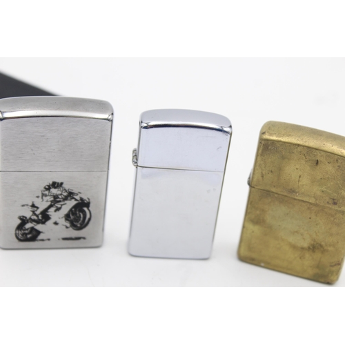 1344 - Three Zippo cigarette lighters