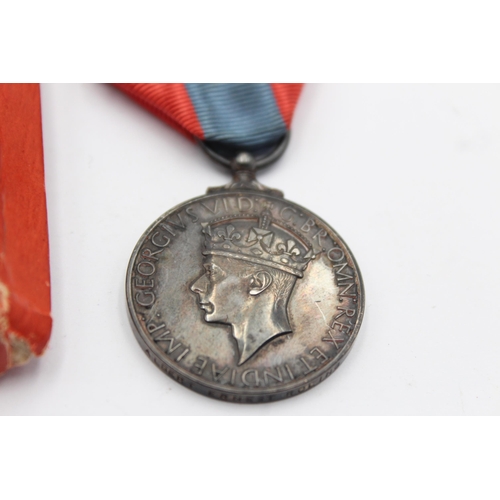 1351 - A boxed George VI Imperial Service medal awarded to Albert Ernest Roling