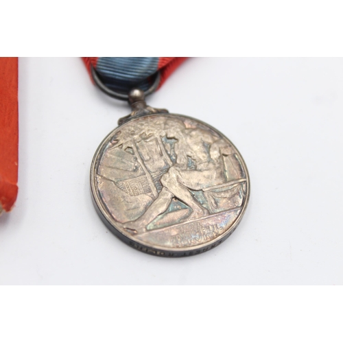 1351 - A boxed George VI Imperial Service medal awarded to Albert Ernest Roling