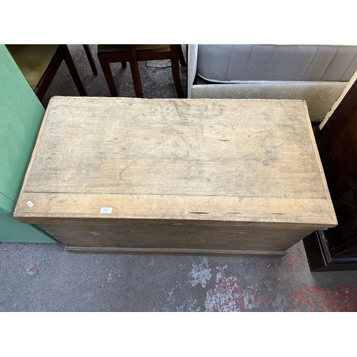 109 - A Victorian pine blanket box - approx. 54cm high x 108cm wide x 54cm deep